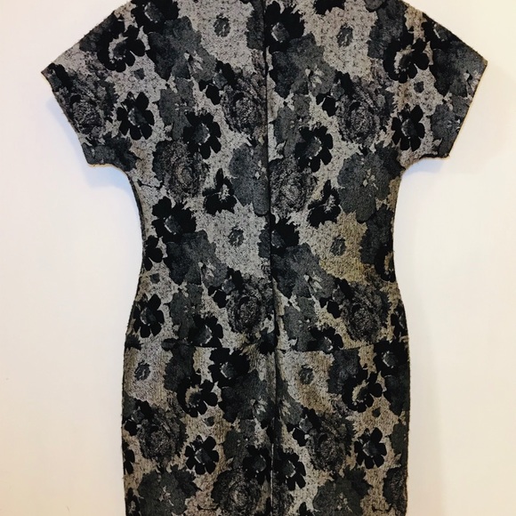 Banana Republic Dress Black Gray Abstract Floral - Picture 6 of 6